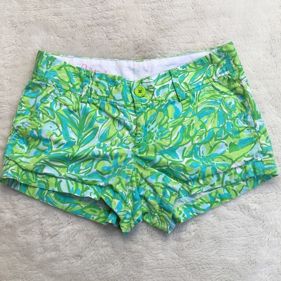 Lilly Pulitzer The Walsh Shorts Size 2 Green Birds